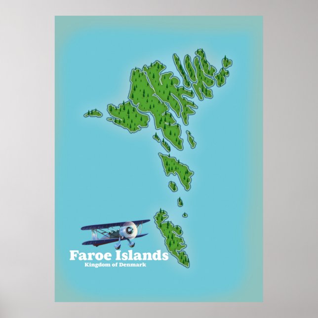 Faroe Islands Kingdom of Denmark map Poster (Front)