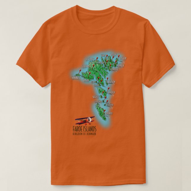Faroe Islands Kingdom of Denmark map T-Shirt (Design Front)