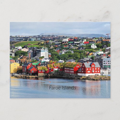 Faroe Islands panoramic view of Torshavn Postcard