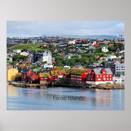 Faroe Islands panoramic view of Torshavn Poster