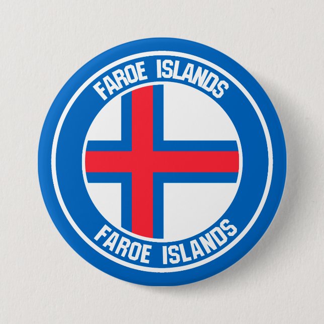 Faroe Islands Round Emblem Button (Front)