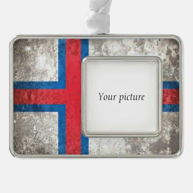 Faroe Islands Silver Plated Framed Ornament (Front)