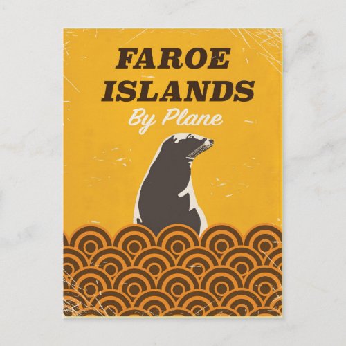 Faroe islands vintage travel poster postcard