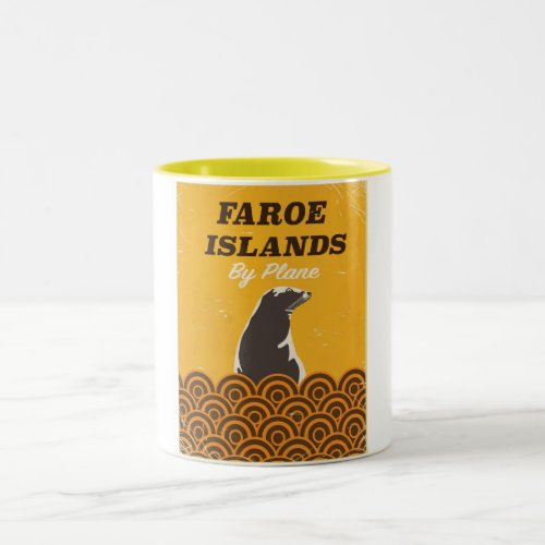 Faroe islands vintage travel poster Two_Tone coffee mug