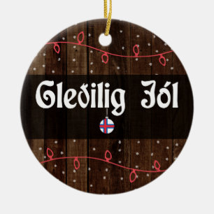Faroese Merry Christmas, Gleðilig jól Rustic Style Ceramic Ornament