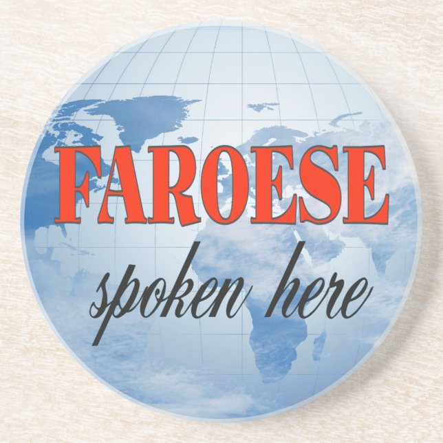 Faroese spoken here cloudy earth drink coaster (Front)