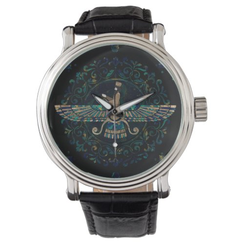 Farohar _ Faravahar _ Fravashi Marble and Gold Watch