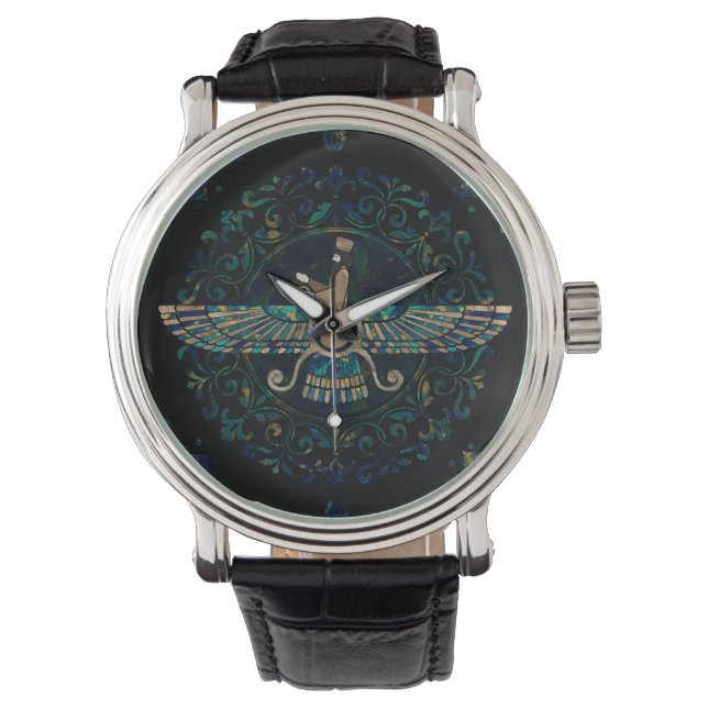 Farohar - Faravahar - Fravashi Marble and Gold Watch (Front)