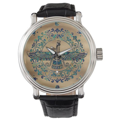 Farohar _ Faravahar _ Fravashi Marble and Gold Watch