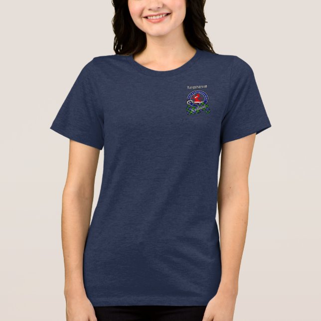Farquharson Clan Badge & Tartan T-Shirt Tri-Blend Shirt (Front)