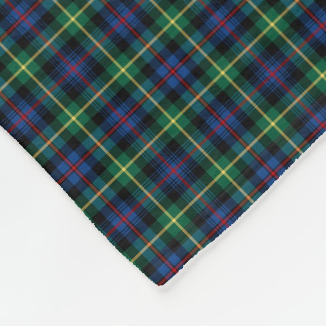 Farquharson Clan Blue, Green and Black Tartan Fleece Blanket (Corner)