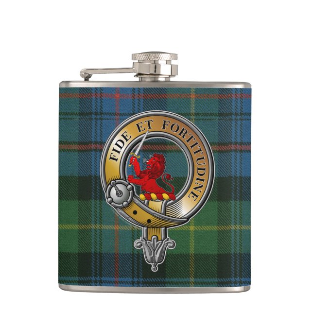 Farquharson Tartan & Badge Flask (Front)