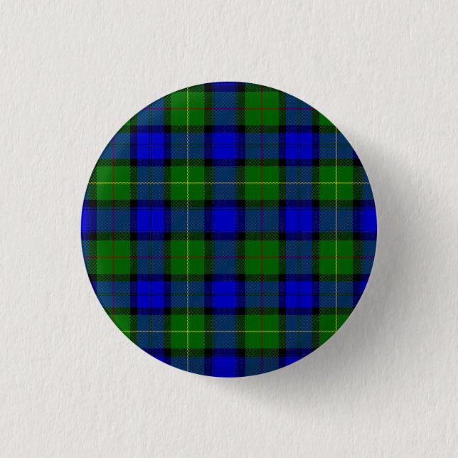 Farquharson tartan blue green plaid pinback button (Front)