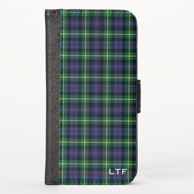 Farquharson Tartan Scottish Plaid Monogram iPhone Wallet Case (Front)