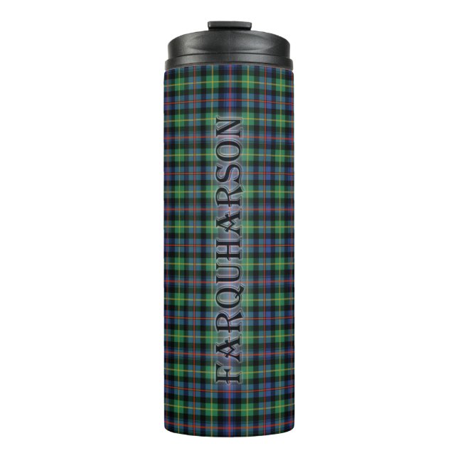 Farquharson Tartan with the Last Name Thermal Tumbler (Front)