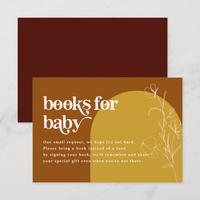 FARRAH Retro 70's Books for Baby Shower Card (Front/Back)