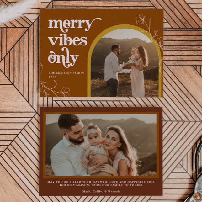 FARRAH Retro 70's Merry Vibes Arch Photo Christmas Invitation (Creator Uploaded)