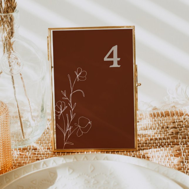 FARRAH Retro 70's Rust Floral Groovy Table Number  (Creator Uploaded)