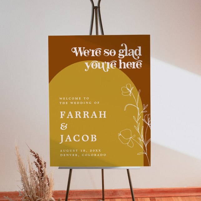 FARRAH Retro 70s Rust Mustard Arch Wedding Welcome Foam Board (Creator Uploaded)