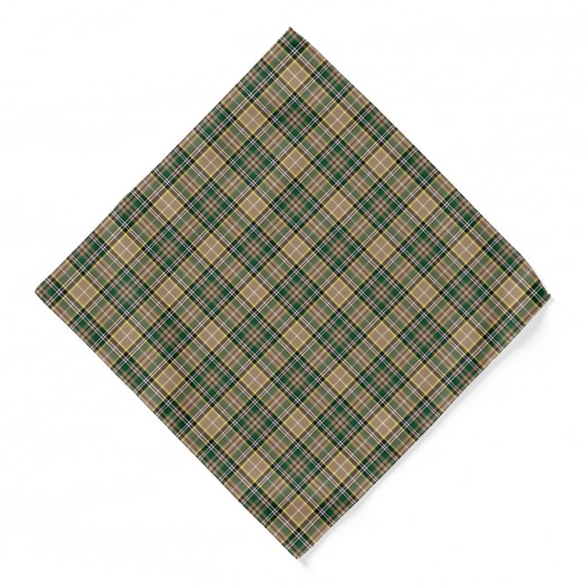 Farrell Clan Tartan Tan Plaid Pattern Bandana (Front)