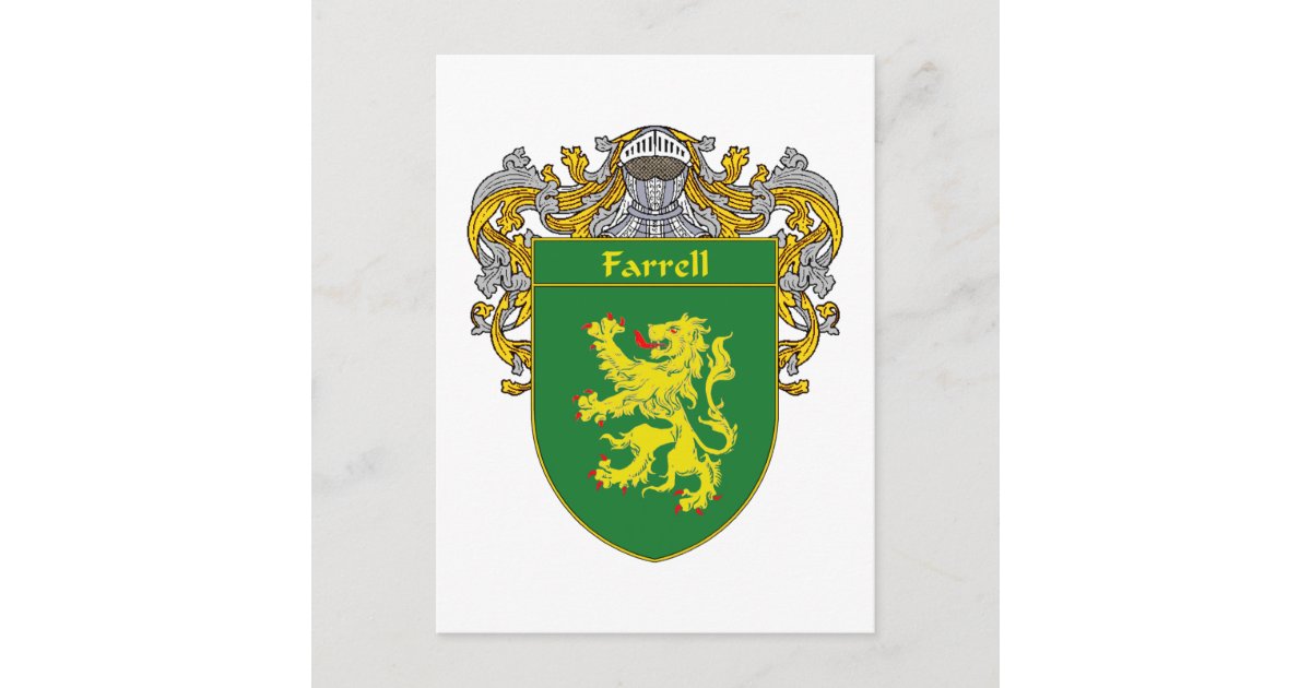 Farrell Coat Of Arms Mantled Postcard Zazzle