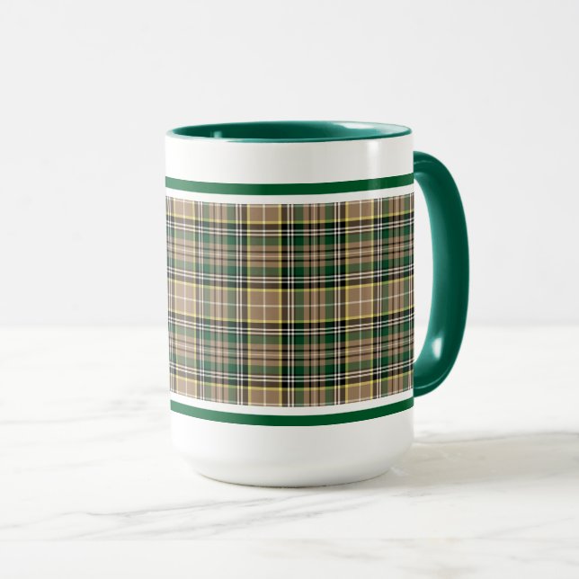 Farrell Tartan Pattern Tan Irish Plaid Mug (Front Right)
