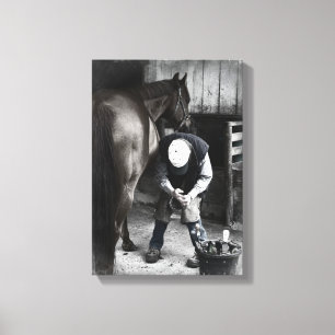 Farrier at Work - Desaturated Daguerrotype Canvas Print