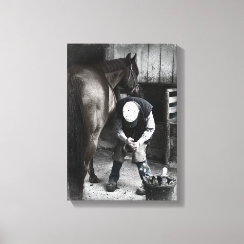 Farrier at Work _ Desaturated Daguerrotype Canvas Print