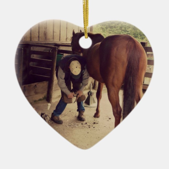 Farrier - Beautiful Horse Photo Hoof Trim Ceramic Ornament (Front)