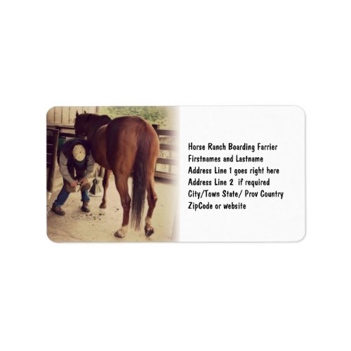 Farrier _ Beautiful Horse Photo Hoof Trim Label