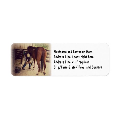 Farrier _ Beautiful Horse Photo Hoof Trim Label