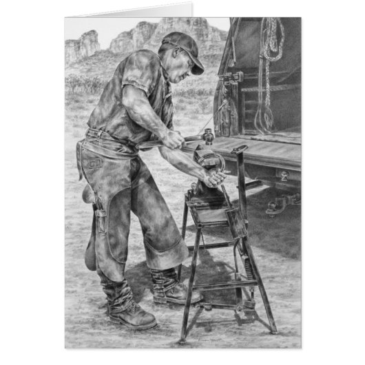 Farrier/Blacksmith Drawing by Kelli Swan Cards (Front)
