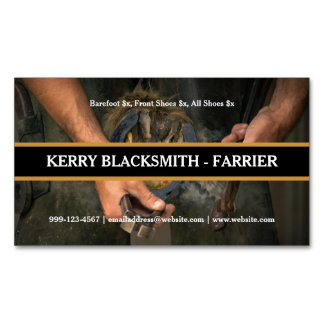 Farrier Blacksmith Horseshoeing Trimming Photo Business Card Magnet
