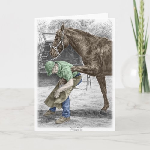 Farrier Blacksmith Shoeing Horse Card
