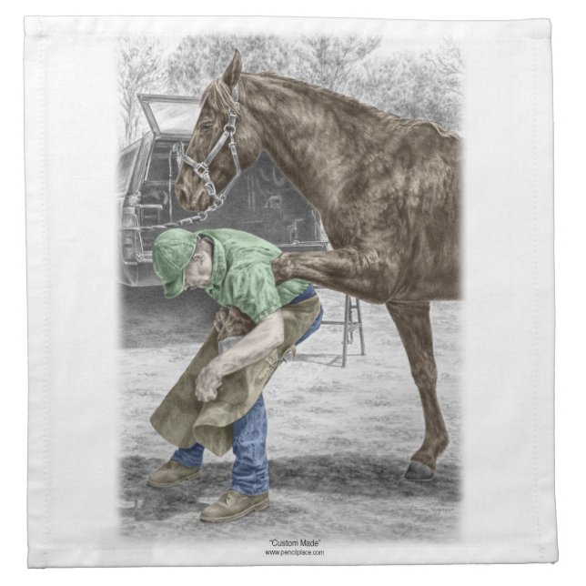 Farrier Blacksmith Shoeing Horse Napkin (Front)