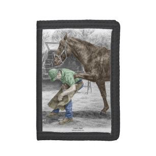 Farrier Blacksmith Shoeing Horse Tri-fold Wallet