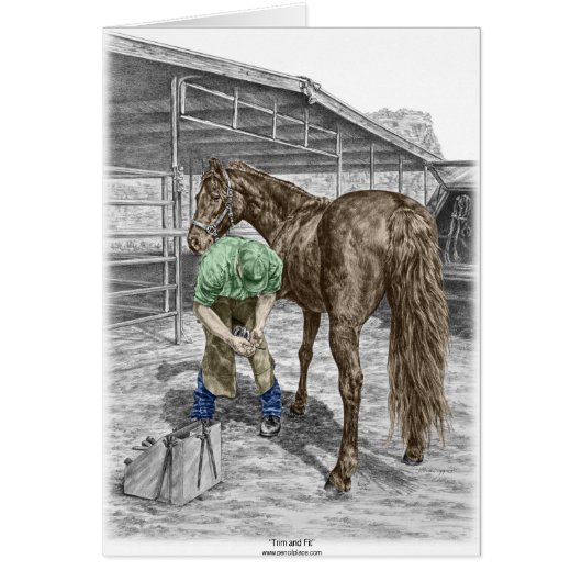 Farrier Blacksmith Trimming Horse Hoof Cards (Front)