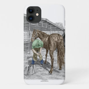Farrier Blacksmith Trimming Horse Hoof iPhone 11 Case