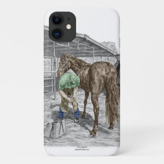 Farrier Blacksmith Trimming Horse Hoof iPhone 11 Case