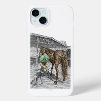 Farrier Blacksmith Trimming Horse Hoof Iphone 15 Plus Case by KelliSwan at Zazzle