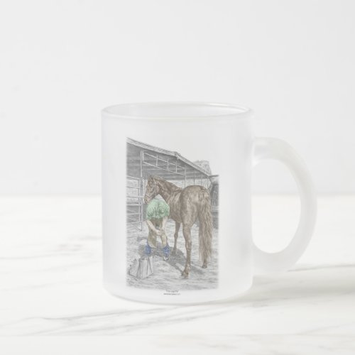 Farrier Blacksmith Trimming Horse Hoof Frosted Glass Coffee Mug