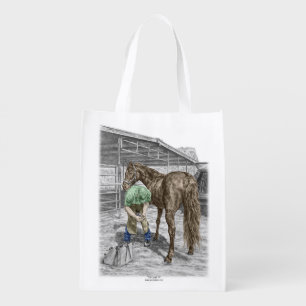 Farrier Blacksmith Trimming Horse Hoof Reusable Grocery Bag
