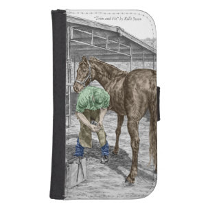 Farrier Blacksmith Trimming Horse Hoof Samsung S4 Wallet Case