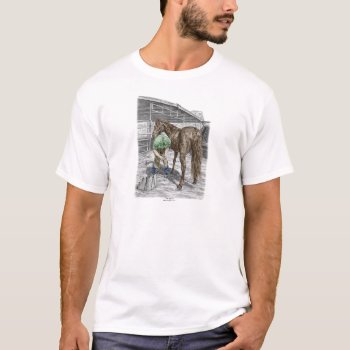 Farrier Blacksmith Trimming Horse Hoof T-shirt by KelliSwan at Zazzle
