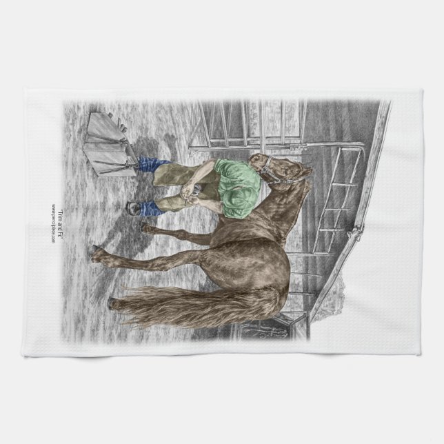 Farrier Blacksmith Trimming Horse Hoof Towel (Horizontal)
