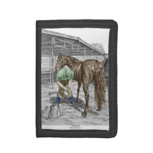 Farrier Blacksmith Trimming Horse Hoof Trifold Wallet