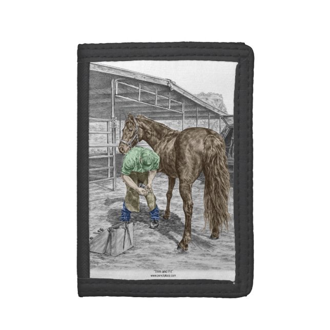 Farrier Blacksmith Trimming Horse Hoof Trifold Wallet (Front Vertical)