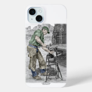 Farrier Blacksmith Using Anvil iPhone 15 Plus Case
