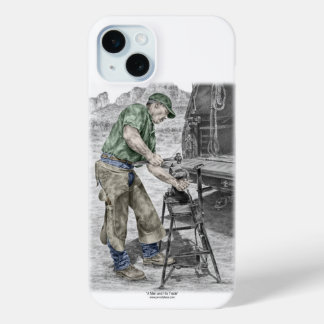 Farrier Blacksmith Using Anvil iPhone 15 Plus Case
