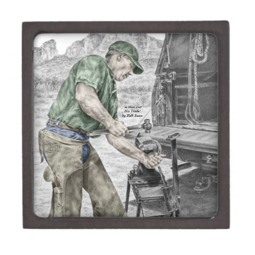 Farrier Blacksmith Using Anvil Jewelry Box